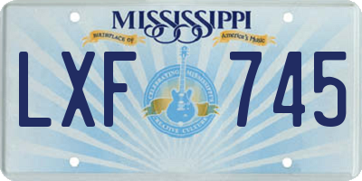 MS license plate LXF745