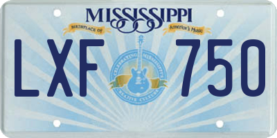 MS license plate LXF750