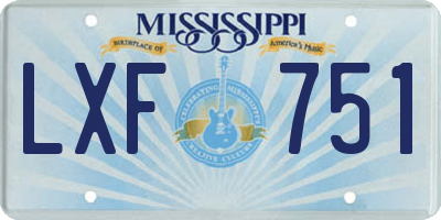 MS license plate LXF751