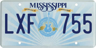MS license plate LXF755