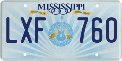 MS license plate LXF760