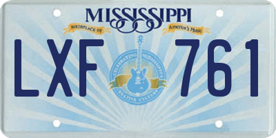 MS license plate LXF761