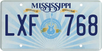 MS license plate LXF768