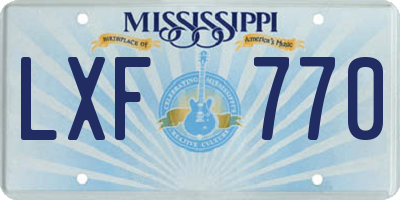MS license plate LXF770