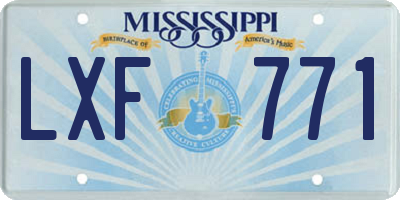 MS license plate LXF771