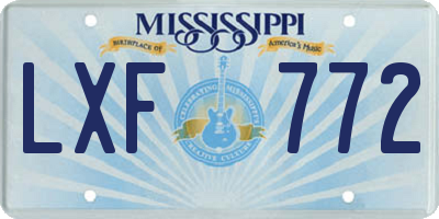 MS license plate LXF772