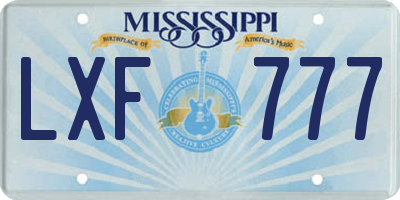 MS license plate LXF777