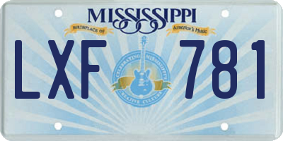 MS license plate LXF781