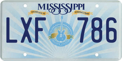 MS license plate LXF786