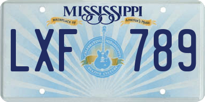 MS license plate LXF789