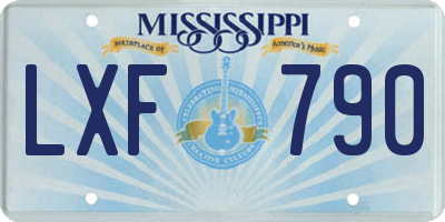 MS license plate LXF790
