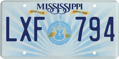 MS license plate LXF794
