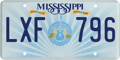 MS license plate LXF796