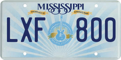 MS license plate LXF800