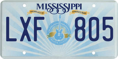 MS license plate LXF805