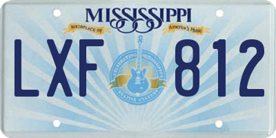 MS license plate LXF812