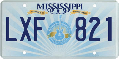 MS license plate LXF821
