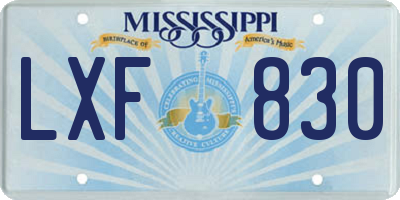 MS license plate LXF830