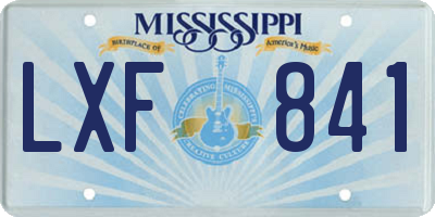 MS license plate LXF841