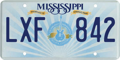 MS license plate LXF842