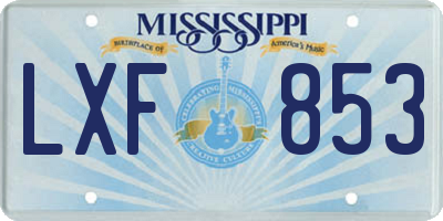 MS license plate LXF853