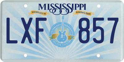 MS license plate LXF857