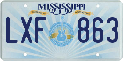 MS license plate LXF863