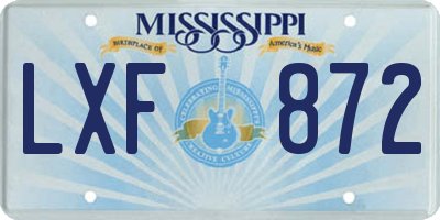 MS license plate LXF872