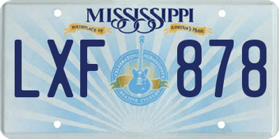MS license plate LXF878
