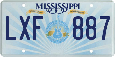 MS license plate LXF887