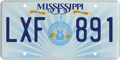 MS license plate LXF891
