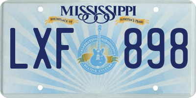MS license plate LXF898