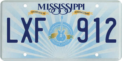 MS license plate LXF912