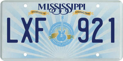 MS license plate LXF921