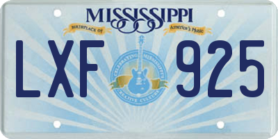 MS license plate LXF925