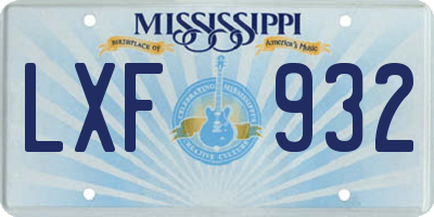 MS license plate LXF932