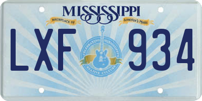 MS license plate LXF934