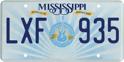 MS license plate LXF935