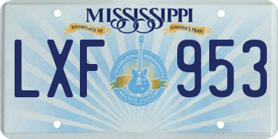 MS license plate LXF953