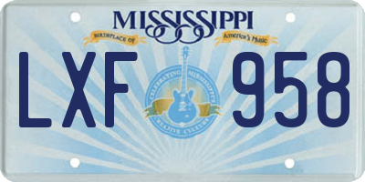 MS license plate LXF958