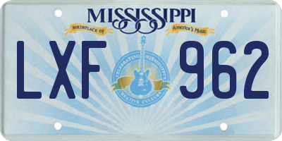 MS license plate LXF962