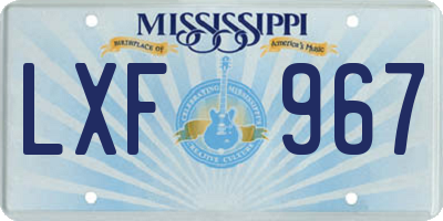 MS license plate LXF967