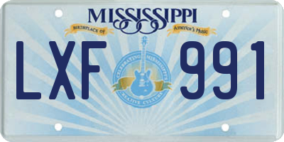 MS license plate LXF991