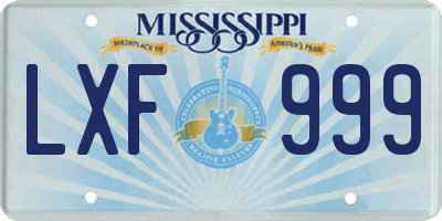 MS license plate LXF999