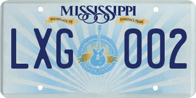 MS license plate LXG002