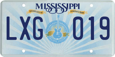 MS license plate LXG019