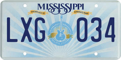MS license plate LXG034