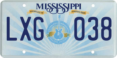 MS license plate LXG038