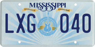 MS license plate LXG040