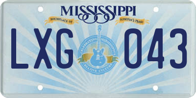 MS license plate LXG043